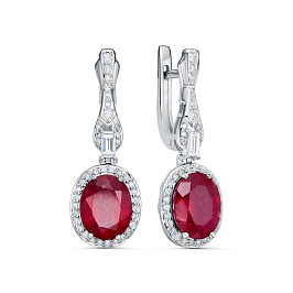 Серьги из белого золота с рубинами 8,15 ct