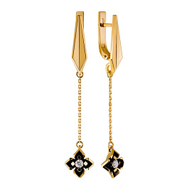 Серьги из желтого золота с бриллиантами 0,185 ct