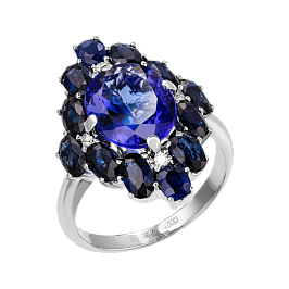 Кольцо из белого золота с танзанитом 3,21 ct