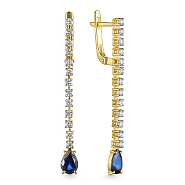Серьги из желтого золота с сапфирами 1,22 ct