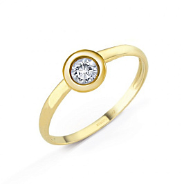 Кольцо из желтого золота с бриллиантом 0,11 ct
