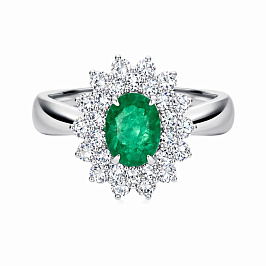 Кольцо из белого золота с изумрудом 1,04 ct