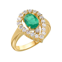 Кольцо из желтого золота с изумрудом 1 ct