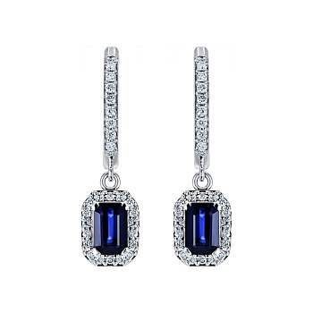 Серьги из белого золота с сапфирами 1,66 ct