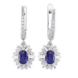 Серьги из белого золота с сапфирами 1,12 ct