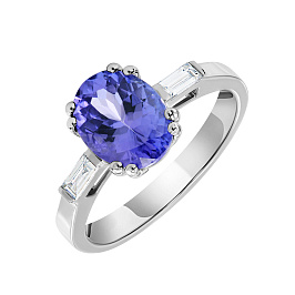 Кольцо из белого золота с танзанитом 2,23 ct