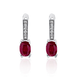 Серьги из белого золота с рубинами 2,02 ct