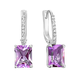 Серьги из белого золота с аметистами