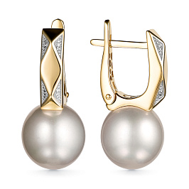 Серьги из желтого золота с жемчугом