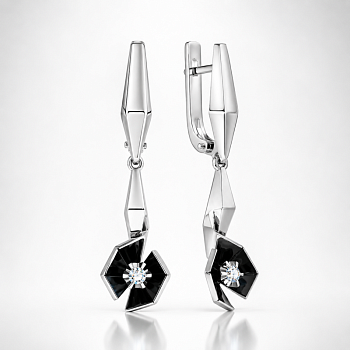 Серьги из белого золота с бриллиантами 0,116 ct
