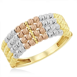 Кольцо с шариками из комбинированного золота