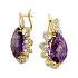 Серьги из желтого золота с аметистами 38,52 ct