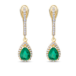 Серьги из желтого золота с изумрудами 0,34 ct
