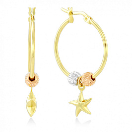 Серьги-конго с подвесками из золота