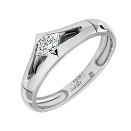 Кольцо из белого золота с бриллиантом 0,15 ct